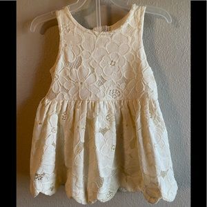 Cat & Jack Cream Sleeveless Church Party Dedication Lace Lined Dress 12 Months